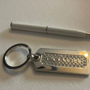 Coach Silver Keychain with Crystals and Coach Pen